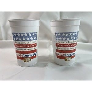 Longaberger Plastic Cups‎ Tumblers Set of 2 Retired Red White Blue
